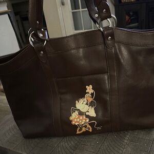 Vintage Disney Minnie Brown Leather Tote